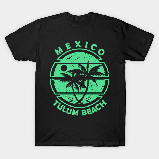 Tulum Beach Mexico, Tropical Palm Trees, Ship Anchor - Summer T-Shirt by Jahmar Anderson